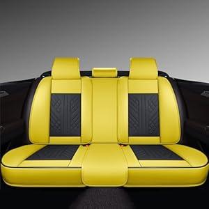 GXT Bench Seat Cover, Premium Faux Leather Bench Seat Covers for Trucks - Universal Fit for Most Sedans SUV Pick-up Truck, Durable for Long Lasting Protection(Yellow and Black)