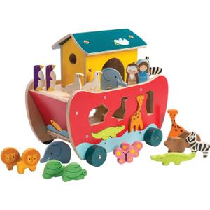 Tender Leaf Toys - Wooden Noahs Ark Animal Shape Sorter Toy - Encourages Imaginative Play, Improves Recognition and Problem Solving Skills - 18M +