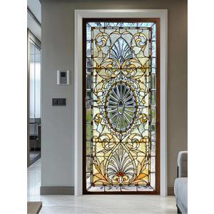 artfanke 3D Stained Glass Door Sticker Peel and Stick 30.3"x78.7"- Self-Adhesive Door Murals Wallpaper - Waterproof Wall Decal for Home Bedroom Decor (2 Sheets/Set)