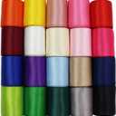 1-1/2 Inch Wide Solid Color Double Sided Polyester Satin Ribbon 20 Colors X 2 Yard Each Total 40 Yds Per Package