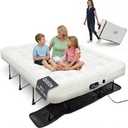 Ivation EZ-Bed (Queen) Inflatable Air Mattress with Frame & Built-in Pump - 3 Min Self Inflate/Deflate - Raised Blow up Bed with Legs, Auto Shut Off, Premium Coil Design, Wheeled Portable Case