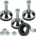 Heavy Duty Leveling feet,Machine Leveling feet 2.36" Dia Base,Leg Leveler M12 Thread, 1300 Lb Capacity,Capacity for Machine,Workbench, Cabinet,More  D60xM12xH50,4 Pack,Black