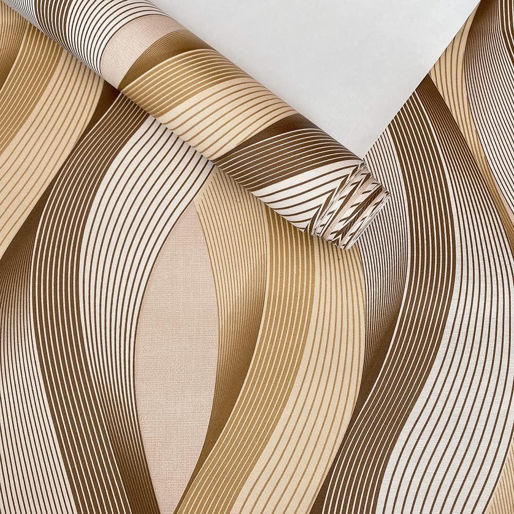AMINAH DECO Wavy Stripe Modern Geometric Wallpaper 3D Textured Metallic Gold and Brown Traditional Wall Paper for Living Room Bedroom Accent Wall, 
Item Weight	2.4 pounds
Item Dimensions L x W	374"L x 20.8"W