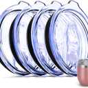 4 Wine Tumbler Lids, 12 oz Spill Proof 2.9 inch Diameter (Outer Rim) Lids for Wine Mugs - No Leak Design Splash Resistant Replacement Silicon Sliding Covers, Pack of 4 Insulated Cover