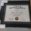 GMFrames Solid Wood Diploma Frame with Tassel Holder for 8.5x11 Certificate with Navy over Gold Mat,Black Finish with Intricate Black Rope Detail,UV Protection Acrylic, 11x17 for 8.5x11 with Tassel