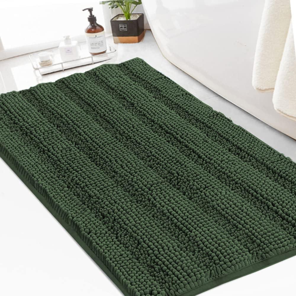 Turquoize Chenille Bath Rugs Shaggy Bathroom Rugs Non Slip Bath Rugs for Bathroom 24 x 36 Bronze Green Bath Rug Extra Soft and Absorbent Area Rug, 24"x 36", Bronze Green