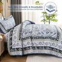 DJY King Size Quilt Sets, Navy Blue Floral Quilt Set King 3 Pieces Boho Bedspread Coverlet Set with 2 Pillowcases Soft Lightweight Microfiber Bedding for All Season (90"x104")