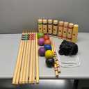 28In Croquet Party Set for 8 Players - Made of Long-Lasting Pine Wood, Family Fun for Backyards, Camping and More, Comes with Colorful Mallets, PE Balls, Wickets, Stakes, and Carrying Bag