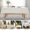 JIALE Textured Tablecloths, Heavy Duty Cotton Linen Farmhouse Table Cloth Rectangle Table, Waterproof Wrinkle-Free Rectangle Tablecloth for Kitchen, Dining, Parties, 55"x55", Ivory