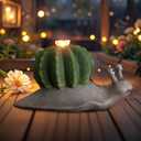 Solar Cactus Snail Statue Garden Decor Light - Outdoor Decorative LED Flower, Suitable for Patio, Lawnand Garden Decorations, Gifts for Mom