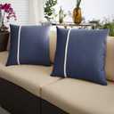 Sorra Home x Sunbrella - Indoor Outdoor Square Pillow | 16 in | Canvas Navy and Natural Ivory | Perfect Accent Pillow for Any Space in Your Home!