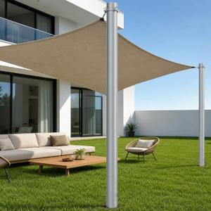 2 Pack Shade Sail Poles, 12Ft Sun Shade Poles with Spiral Drill Bit -Gray