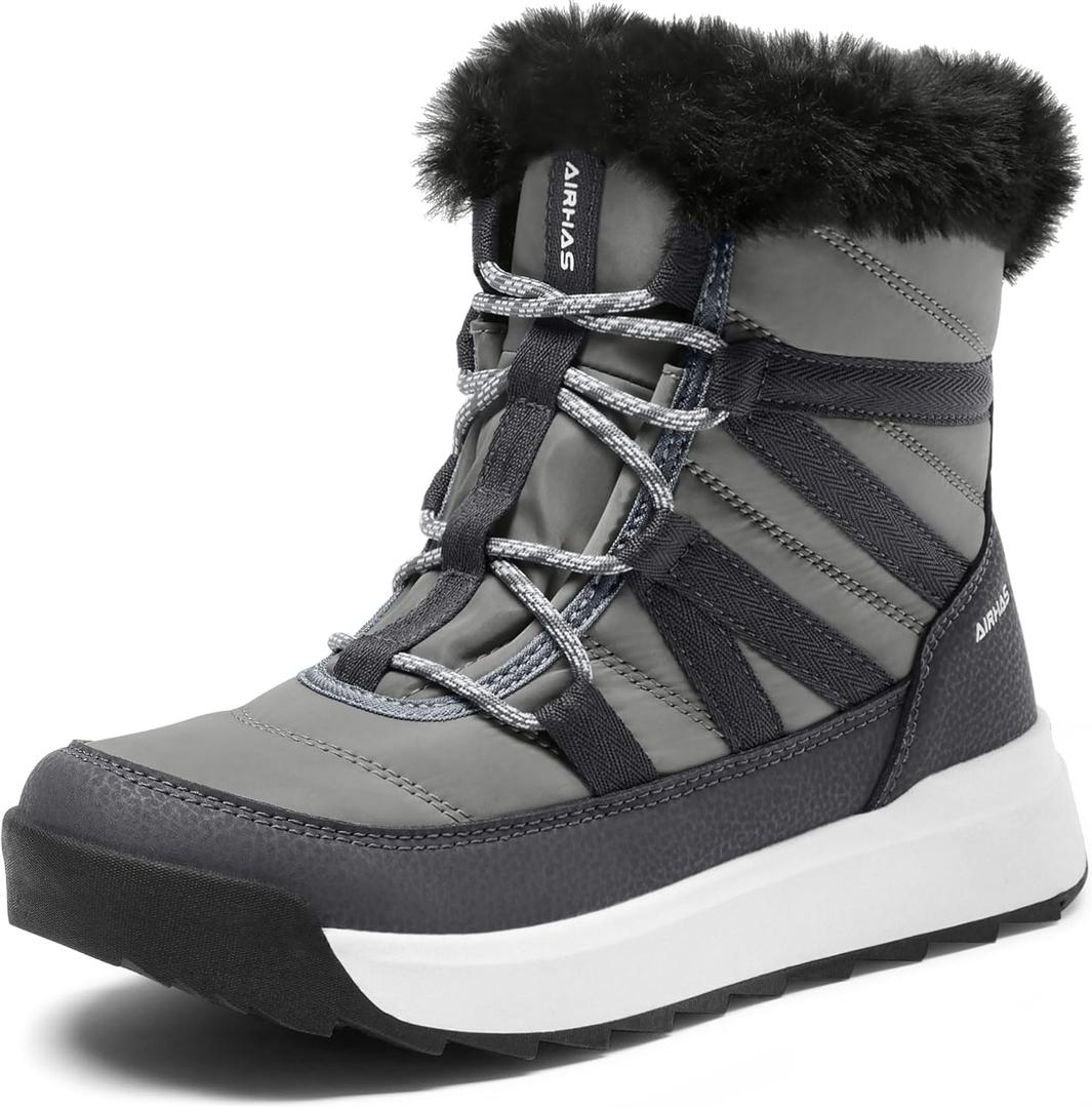 Women's Warm Snow Boots Cold Weather Winter Boots Fur Lined Comfortable Lightweight (8, Dark_grey)