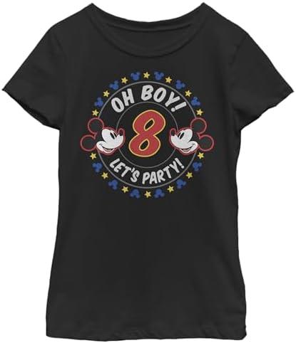Disney Characters Oh Boy Mickey 8 Girl's Solid Crew Tee, L