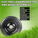 (2-Pack) 9x3.50-4 Flat Free Lawnmower Tire and Wheel Assemblies - PU Tire on Wheel and Adapter Kits with 3.5" Centered Hub, 3/4" Bushings