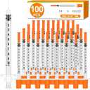 100 Pack 1ml Syringes with Needle-30Ga 5/16 Inch, Individually Sealed Packaging