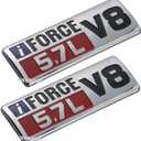 2pcs IFORCE 5.7L V8 Badge Side Emblem, 3D Door Badge NamePlate Decals Stickers Replacement for IFORCE (Chrome Red)