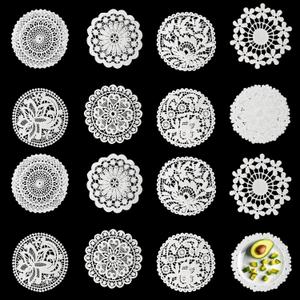 16 Pieces Lace Doilies for Tables, Doilies for Dessert Trays, Doily, Lace Placemats, Circular Vintage Crochet Fabric Embroidery, Country Style, for Kitchen Teacup Restaurant Wedding Vase Decoration