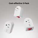 Cable Matters [ETL Listed] 3-Pack Grounded Outlet Switch with On Off, Plug Switch On Off, Single Outlet Adapter, White