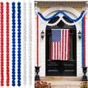 Riceshoot 6 Pcs 4th of July Garland Patriotic Decorations 30 ft Fourth of July Red Blue and White Party Decor Artificial Marigold Flowers for Independence Day Front Door Porch Table Centerpieces