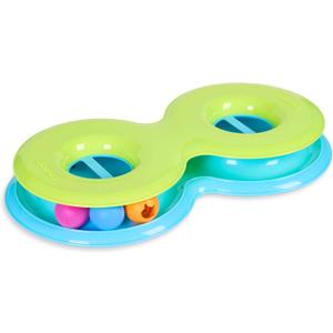 Catstages Infinity Ball Track for Cats with Two Balls, Including One Light-Up Ball, Figure-8 Shaped Cat Ball Track Compatible Topper Toys, Green