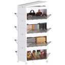Hooure 4-Tier 88 qt. Collapsible Storage Bins Stackable Plastic Organizers in White with Lids and Wheels for Home, Kitchen