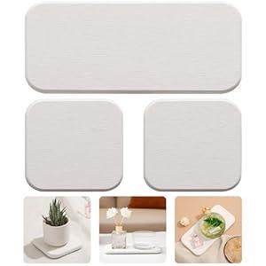 3PCS Water Absorbing Diatomaceous Earth Tray for Sink, Fast Drying Soap & Toothbrush Holders for Bathroom Counter, 1 Stone Tray, 2 Stone Coasters (Dark Gray-no Pattern)