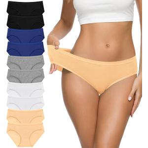 Eiggam Women's Cotton Bikini Panties,High-Cut Full Coverage Stretch Cool Underwear for Women (Medium, Multicoloured Z - 10 Pack)
