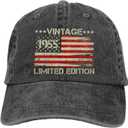 70th Birthday Gifts for Men Women Vintage 1955 Hat 70th Birthday Decorations for Men Baseball Cap (White)