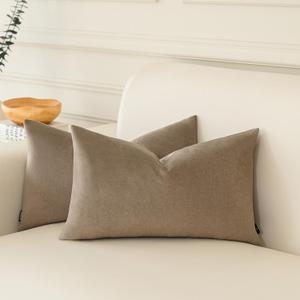 a moment Pack of 2 Dark Brown Stain-Resistant Throw Pillow Covers Pet-Friendly Pillowcases Cushion Covers for Sofa Couch Bed Outdoor Waterproof 12x20 Inch