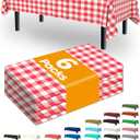 Pureegg Plastic Table Cloth Disposable 6 Pack, 54 x 108 Inch Table Cloths, Party, Picnic, Decorative Gingham Tablecloths, Rectangle, Red and White Checkered Cover, Waterproof, Red Plaid