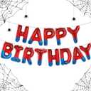 Spider Theme Happy Birthday Banner Party Decorations Balloons Letters Signs Superhero Party Supplies for Boy