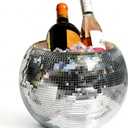 Disco Ice Bucket for Parties - 9.8 Inch Disco Ball Theme Party Decorations, Mirror Sliver Disco Ball Decor,Dazzling Stylish Beverage Chiller for Cocktail Bar, Cooler for Wine Beer (Large)