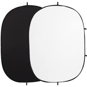 5x6.5ft Pop Up Backdrop, Double-Sided Black & White Collapsible Portable Photo Backdrop, Foldable Retractable Reflector Background for Photography, Headshots, Live Streaming, Video Calls