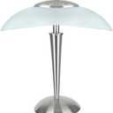 Aspen Creative, Satin Nickel 40108-8, 17 3/4" High Modern Metal Desk Touch Sensor, Finish with Glass Lamp Shade, 16 1/2" Wide