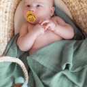 MEXXI Muslin Swaddle Blankets, 2 Pack Receiving Blankets, Breathable Soft Baby Wrap for Boys and Girls, Registry & Gift, 43 x 39 inches (Sage Green+grey)