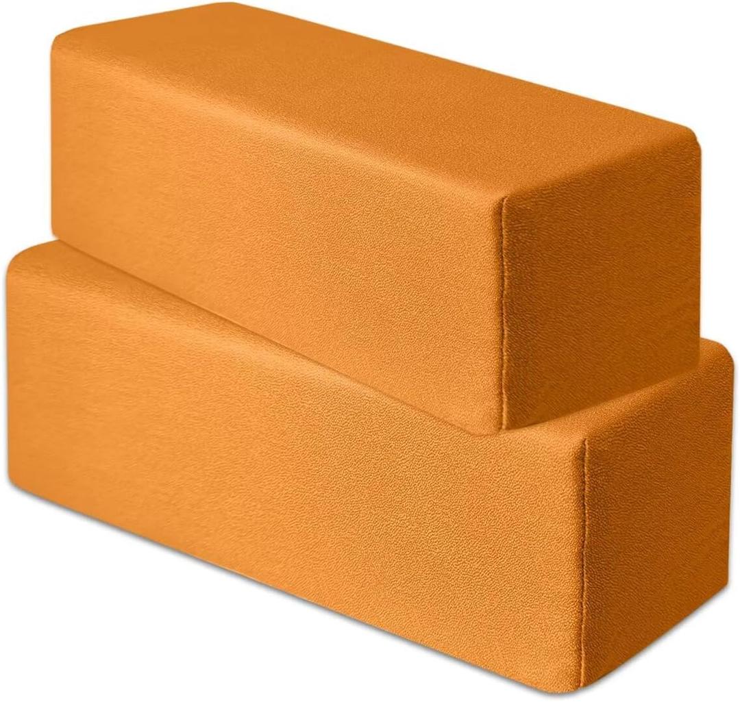 2 Pack Couch Arm Rest Pillow, Leatharie Waterproof Cover, High Density Foam Armrest Cushion, Headboard Cushion Elbow Support for Sofa Bed and Armchair,Orange,6x6x20in