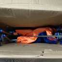 RollX Foldable Storage Wagon with 4 Balloon Wheels for Sand, Rear 13 Inch & Front 7 Inch Beach Tires (Pump Included) (Orange)
