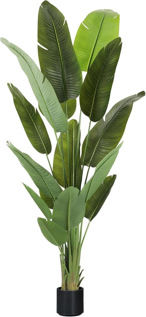 Artificial Tree 6.6Ft Silk Bird of Paradise Large Big Fake Potted Plants Tall Faux Silk Floor Plants for Home Living Room Bedroom Office Decor Indoor Outdoor