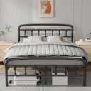 Metal Full Size Bed Frames with Headboard, 1500 Lbs Heavy Duty Bed Frames Noise-Free Design & 12" Underbed Storage,No Box Spring Needed/Tool-Free 30 Mins Assembly