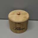 Coffee Filter Holder, Wooden Coffee Filter Storage with Lid, RoundCoffeeFilterContainer for Counter, Rustic Bar Accessories Holder Decor (Natural)