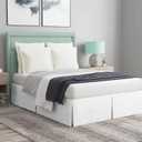 Queen Size Magic Bed Skirt with 16-Inch Drop, 100% Cotton Blend, No Mattress Lifter, Wrap-Around Design with Pleated Split Corners  White Color