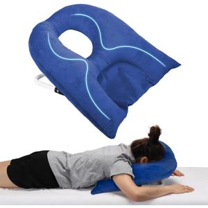 Face Down Pillow for Sleeping, Prone Pillow for Vitrectomy or Retinal Surgery, Adjustable Height Face Down Sleep, Retina Lying Eye Surgery Recovery (Velvet-Dark blue)