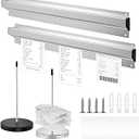 DIICCYO Ticket Holder for Restaurant, Aluminum Slide Check Rack with 2 Pcs Receipt Holder Spike, Silver Bill Orders Ticket Tab Display Rail Ticket Holder Accessories for Orders Bill Display, 16 Inch