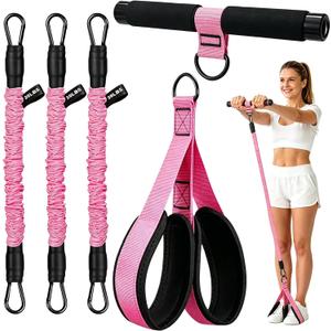 Upgraded Pedal Resistance Band with Handle, Thickened Latex Tubes and Soft Foam Fabric Foot Pedal, Abdomen, Waist,Core/ABS, Arm, Leg,Arms Equipment Gift for Women,Physical Therapy