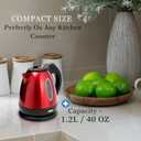 Moss & Stone 1.2L Stainless Steel Small Electric Kettle Red Color, Cordless 1500w Fast Boiling Pot, Portable Hot Water Electric Tea Kettle With Boil Dry Protection & Auto Shut-Off