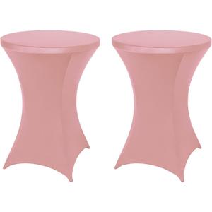 FestiCorp 2 Pack Spandex Cocktail Table Covers Fitted Clothes, Elastic Round Table Cover, Stretch Tablecloth for Party, Bar, Wedding, Birthday, Banquet, Pink, 30"-32" Diameter x 40"-43" Height
