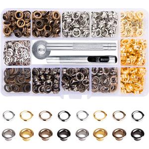 Metal Grommet Kit 3/16 inch 400Pcs Grommets Eyelets Sets with 3 Pieces Install Tool Kit and Box for Shoes Clothes Crafts Bag DIY Project 4 Colors