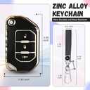 for Jeep Key Fob Cover, Premium Soft TPU Full Protection Key Case Compatible with Wrangler JL JLU Rubicon Sahara Sport S 4xe, Gladiator JT 3 Button Flip Remote Smart Key Shell (G-Black)