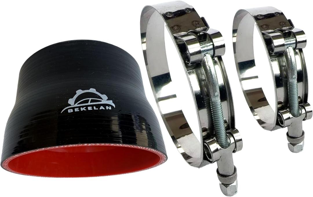 4" to 4.5"(102-114mm) High-Temp Silicone Reducer Hose With Stainless T-Bolt Clamp - Heavy Duty 4-Ply Reinforced Design for Automotive Turbo/Intercooler/Intake Piping/Industrial Hydraulic
